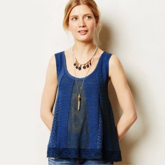 Anthropologie Meadow Rue Women's Sleeveless Crochet Lace Top Size Large - Picture 1 of 7